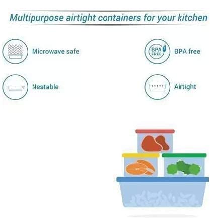 Kitchwell Kitchen Accessories Items | 1100 Ml Square Airtight Storage Jar And Container Organizer | Kitchen Containers Set | Pla
